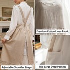 Cross Back Work Apron For Women With Pockets Pinafore Dress