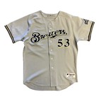 Game Used 2005 Milwaukee Brewers Victor Santos Grey Baseball Jersey Sz 48  6 