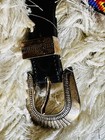 Vintage Native American Hand Beaded Leather Belt Black Sz 32 C 1991 Handcrafted