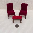 Vintage 1 12 Dollhouse Red Velvet Parlor Set Concord Harco Chairs Ottoman