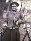 Antique 1890s Photograph     Victorian Woman With Bicycle     Rare Early Cycling Ima