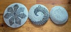 Set Of 3 Seagrass Basket Wall Decor Bohemian Two Tone Swirl Flower Shabby Chic