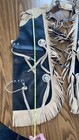 Black   Tan Leather Fringed Western Horse Show Chaps Equestrian Rodeo Adjustable