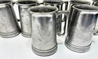 Lot Of 7 Vintage Koon Kee Dragon Tankards Real Pewter W  Glass Bottoms Stein Cup