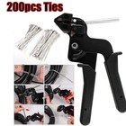 Cable Tie Tool Gun Kit Stainless Steel With 200 Pcs Metal Zip Ties  e