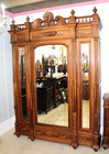 French Henry Ii Walnut Armoire   Antique 1 Door Wardrobe With Mirror