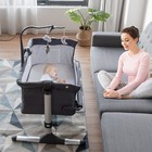 Costway Portable  baby  bed  side  crib  adjustable  w  Music  box     toys  dark  grey