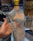 Handmade  Beaded Fabric With Crystal Detailing Front And Back With Chain Sleeves