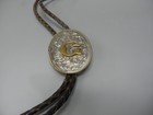 Native American Bennett Pat  Pend Sterling Bolo Braided Leather Tie