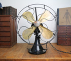 Antique Peerless Front Oscillating Electric Fan Motor 16  Brass Blade Industrial