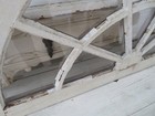 Omg Old Architectural Wood Arched Sunburst Window Chippy White Patina 10 Panes