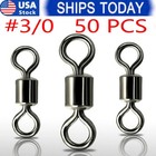 100 50x Rolling Barrel Swivel 220 Lb Fishing Swivels Solid Ring   3 0   