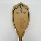 Vtg Beveled Faux Woodgrain Vanity Hair Brush Crest Shape Floral Design 8 25 