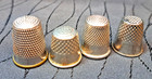 Lot 4 Vintage Steel Sewing Thimbles     Mixed Sizes     Dimpled Sewing Notions