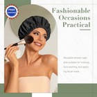 Reusable Shower Cap Large Waterproof Elastic Band Hair Hat For Long Women Bonnet