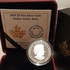2019 Aries Zodiac  5 1 4oz Pure Silver Proof Canada 27mm Coin With Crystal