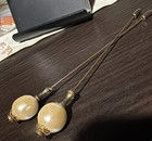 Victorian Pr Stickpin Stick Pins Brooch Hat Lapel Hatpin Gold Tone Baroque Pearl
