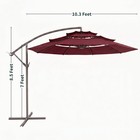 10ft Patio Umbrella Outdoor Offset Hanging Umbrella 3-tier With Base Solar Light