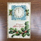 Antique Happy New Year Holiday Postcards Lot Of 4 Early 1900s 1910 Gilt Embossed