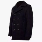 Mens Us Navy Black Pea Coat Mens 100  Wool Blend Double Breasted Button Jacket