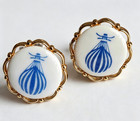 Vintage Swank Royal Copenhagen Denmark Hot Air Balloon Porcelain Cufflinks