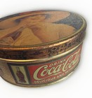 Vintage Gold Tone 1984 Round Coca Cola Tin With Lid 7   