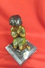 Antique French 9  Solid Bronze A  Moreau Circa 1920 Sculpture Child Praying