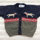Vintage Kitestrings Puppy Dog Dachshund Knit Cardigan With Wooden Buttons