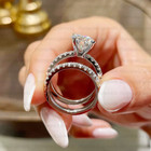 1 94 Tcw Round Cut Moissanite Bridal Set Engagement Ring 14k White Gold Plated