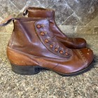 Antique Mcelwain Mens Bulb Toe Button Boots Brown Leather Edwardian C  1910