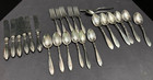 25 Pcs 1847 Rogers Silver Plate Flatware Set Antique Vintage Rib beads feathers