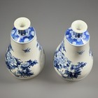 Set Of 2 Antique Japanese Furu Kutani Imari Porcelain Blue And White Flower Vase