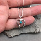Sterling Silver Native American Indian Naja Turquoise Pendant 18  Chain Handmade