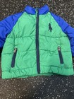 Polo By Ralph Lauren Boys Winter Coat Green Blue Big Horse Logo Jacket Snow    