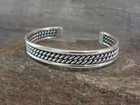 Native American Navajo Indian 3 8  Twisted Sterling Silver Bracelet By Tahe