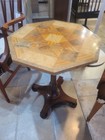 Octagonal Parquetry Side Table By Baker  as Is 