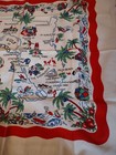 Vtg 40s 50s Belcrest Handprinted Florida Map Souvenir Tablecloth 36x32 Farmhouse