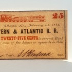 1862 25c The Western   Atlantic R r  Atlanta Ga Civil War Era Obsolete Bank Note