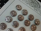 24 Antique Silver Metal Buttons On Original Mode Card 1 2  Flower