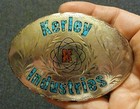 Vintage Silver Tone Turquise Inlay Belt Buckle Kerley Industries Advertising   