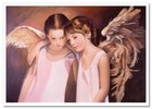 Children Angels Wings Pretty Little Girls Face Kids Dove Art New Modern Postcard