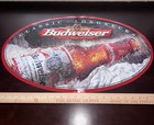 Budweiser Metal Tin Tacker Sign Vintage Classic Longnecks Bottle 24  New Vtg
