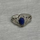 Size 11 Vintage Sterling Silver 925 Lapis Lazuli Ring   Necklace Set Length 19 