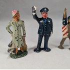 Vintage Barclay Manoil Lead Slush Mold Figures Soldier Police Porter Lot Of 5