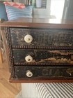 Antique Spool Cabinet Clark   s O n t 3 Drawers W Label Vintage