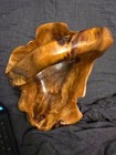 Burl Wood Hand Carved Large Basket bowl W Handle Rustic Piece W Stunning Finish