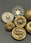 Antique Lot Of 12 Star Motif Buttons - 3 8  To 5 8   c7 