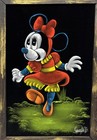 Vintage Black Light Minnie Mouse Painting On Velvet Mexican Folk Art Signed