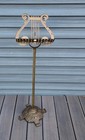 Vintage Brass Metal Lyre Harp Shaped Sheet Music Stand - Adjustable 25 To 40 