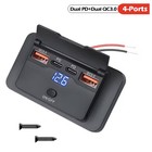 4 Ports Car Fast Charger Socket Power Outlet With Push-switch Voltage Display